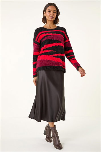Fluffy Colour Block Knit Jumper 16240408