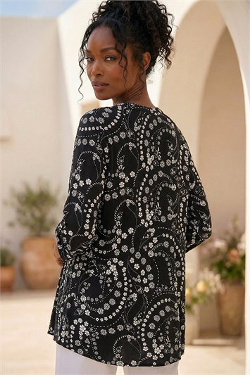 Silver Dash Foil Print Pintuck Shirt | Roman UK