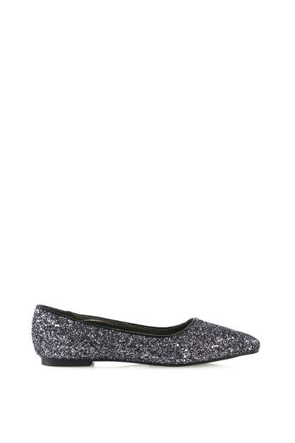 Black 'Rosalie' Statement Pointed Toe Flat Bridal Ballerina Pump Shoes