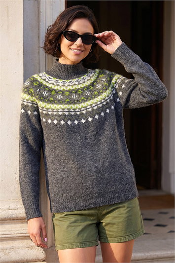 Grey Fairisle Knit Jumper