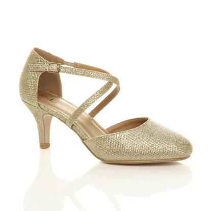 Black High Heel Crossed Straps Court Shoes