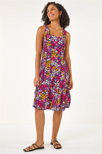 Floral Print Stretch Panel Dress 14850132