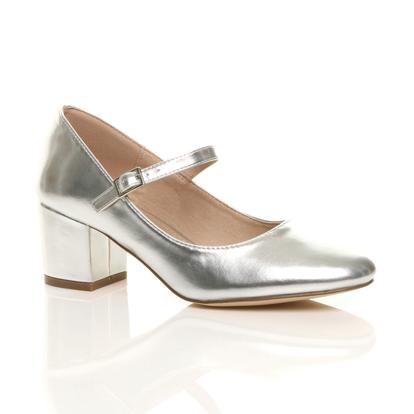 Black Mid Block Heel Mary Jane Court Shoes