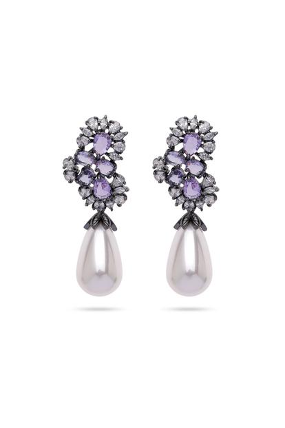 Purple Elegant Purple Pearl Drop Earring