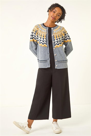 Petite Fairisle Buttoned Knit Cardigan 16215036