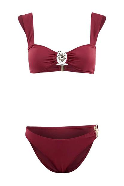 Black Underwired Bikini Set With Ring Detail And Wide Straps