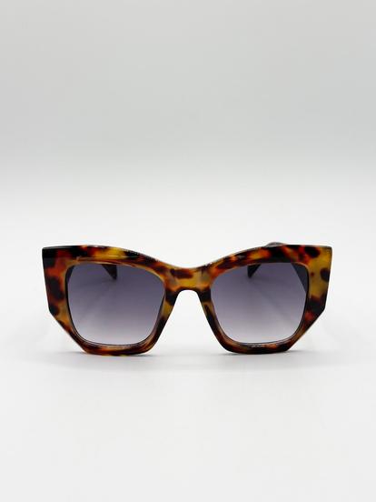 Brown Square Cat-Eye Sunglasses In Tortoiseshell