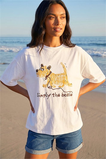 White Cotton Simply The Bestie T-Shirt
