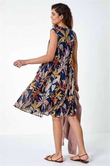 Cotton Tropical Lace Detail Tiered Dress 14479560