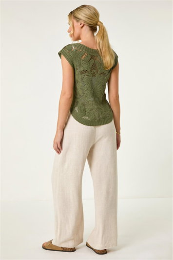 Petite Curve Hem Crochet Top 16197040