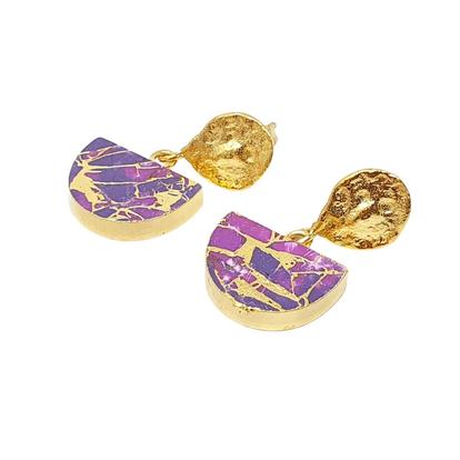 Metallic Amethyst February Birthstone Statement Earrings