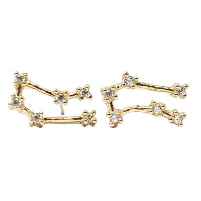 Metallic Gemini Star Sign Constellation Astrology Tiny Earrings