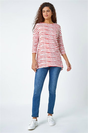 Abstract Stripe Print Stretch Top 19287064