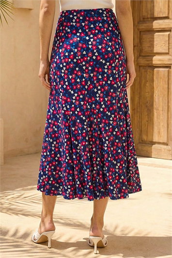 Floral Heart Print A-Line Skirt 17077578