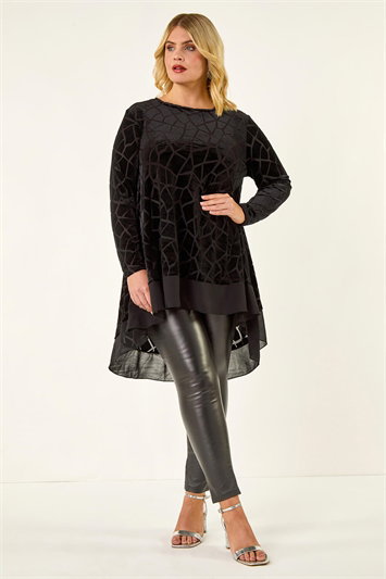 Curve Velvet Chiffon Hem Top 19458208