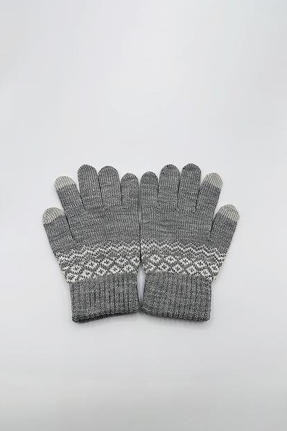 Grey Pattern Gloves - Touch Screen