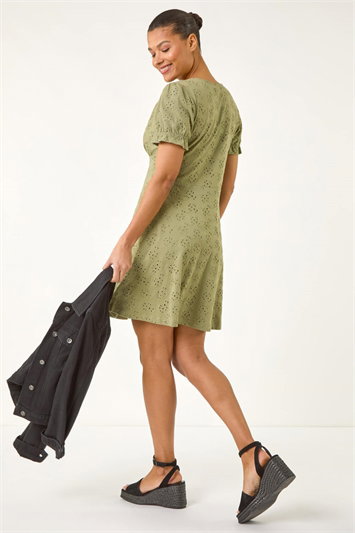 Broderie Cotton Stretch Jersey Frill Dress 14578540