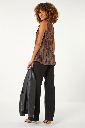 Shimmer Line Cowl Neck Tunic Top 19353713