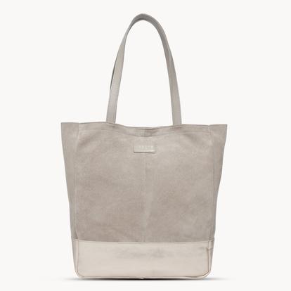 Pink 'Paige' Metallic + Suede Real Leather Tote Bag