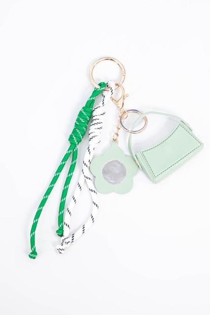 Green Flower & Handbag Clip On Bag Charm