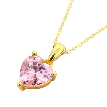 Metallic Rose Quartz October Birthstone Love Heart Necklace
