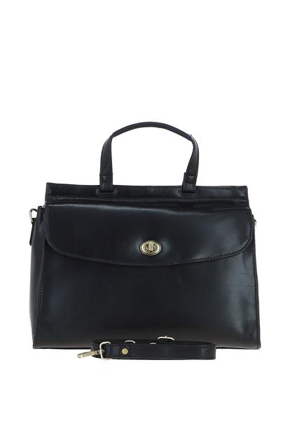 Black Large Real Leather Grab Bag