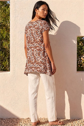 Animal Print Hanky Hem Stretch Top 19402114