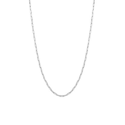 Metallic Rectangular Link Chain Sterling Silver Necklace