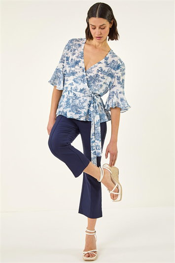 Blue Seam Detail Cropped Trouser