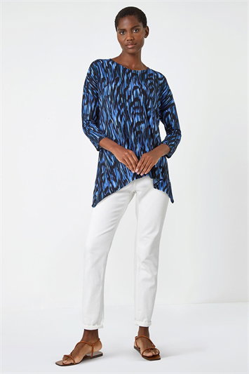 Abstract Print Tie Back Stretch Top 19248709