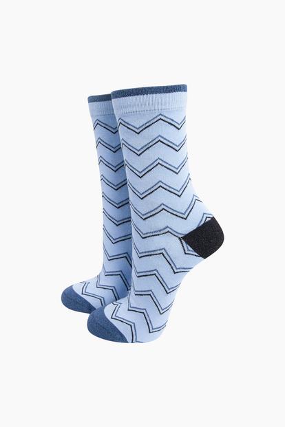 Pink Zig-Zag Combed Cotton Glitter Socks