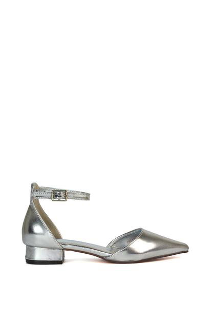 Black 'Jenny' Low Heel Flat Pointed Toe Ankle Strap Court Shoes