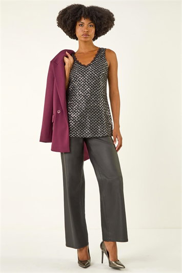 Diamond Lace Sequin Vest Top 19435785
