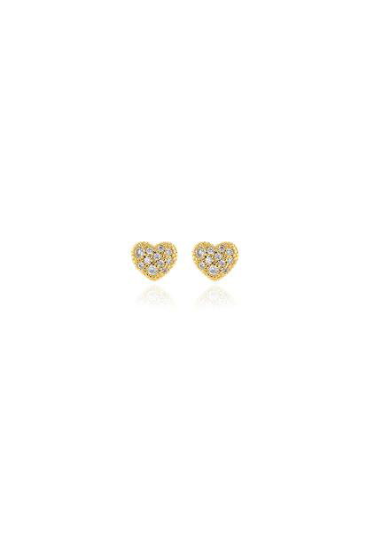 Metallic Cachet London Pom Pom Gold Heart Earrings