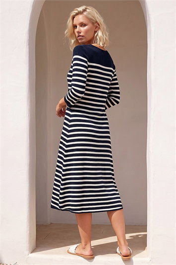 Petite Stripe Knitted Midi Dress 14689660