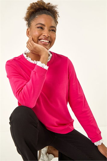 Pink Frill Trim Sweatshirt