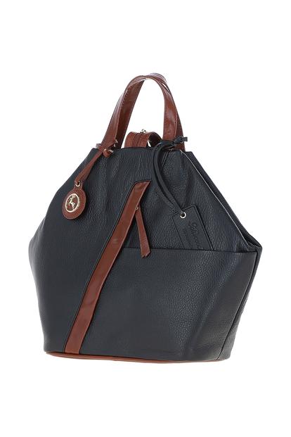 Black 'Lydia' Convertible Real Leather Tote Backpack