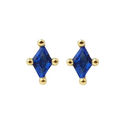 Metallic Tiny Sapphire Stud September Birthstone Earrings