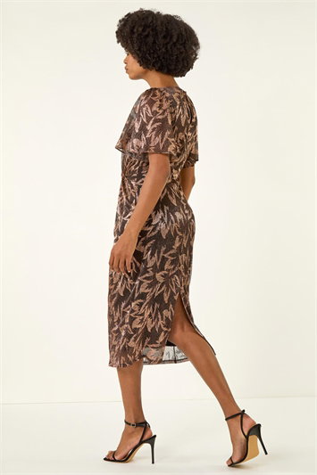 Foil Print Twist Front Midi Dress 14768613