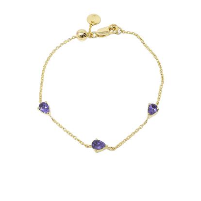 Purple Amethyst February Birthstone Minimalist Gold Vermeil Plated Bracelet