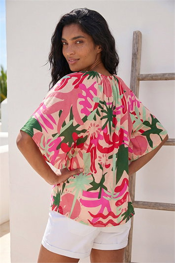 Printed Raglan Sleeve Stretch Top 19417172