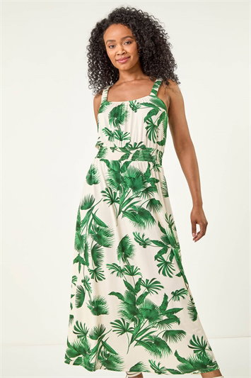 Petite Tropical Strappy Midi Dress 14756134