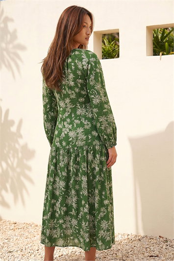 Floral Keyhole Tie Midi Dress 14927434