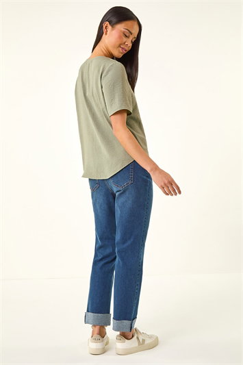 Petite V-Neck Button Up Blouse 10141240