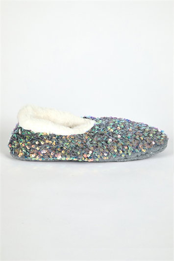 Sequin Faux Fur Lofty Slippers 26008585