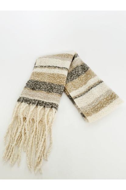 Cream Chunky Striped Scarf