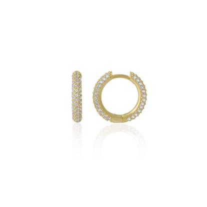 Metallic Pave Sterling Silver Hoop Earring