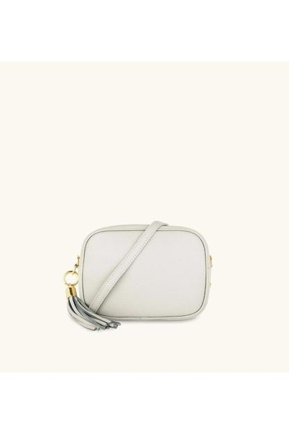 Grey The Tassel Light Grey Leather Crossbody Bag