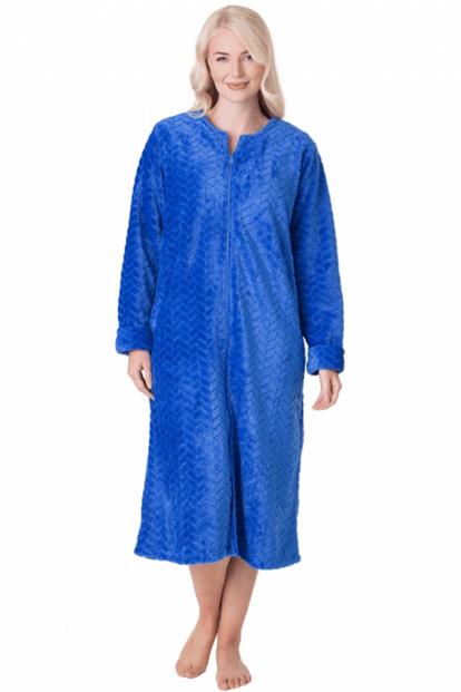 Purple Supersoft Zip Front Embossed Housecoat