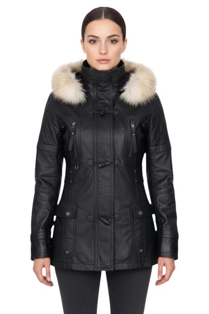 Lamb Leather Parka Fur Hood Jacket M000068154